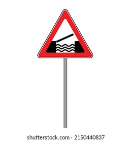 warning sign Drawbridge ahead sign bridge road sign or symbol vector illustration