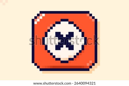 Warning sign drawn in 8 bit style.