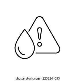 Warning sign and drop icon on white background vector illustration eps 10