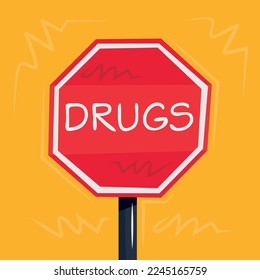 Warning sign (Drugs), vector illustration.