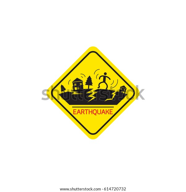 Warning Sign Earthquake Stock Vector (Royalty Free) 614720732