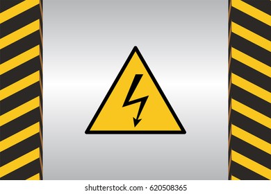 Warning sign of electric danger and dimensional marking.