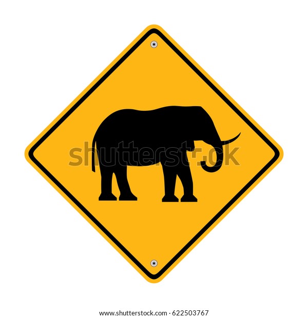 Warning Sign Elephant Crossing Road Symbol Stock Vector Royalty Free