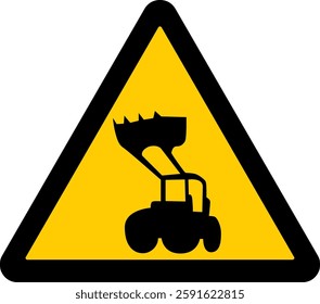 warning sign, excavator, construction vehicle, caution due, heavy machinery, operation in the area