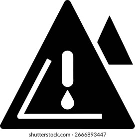 Señal de advertencia con signo de exclamación y gota, aislado sobre fondo blanco