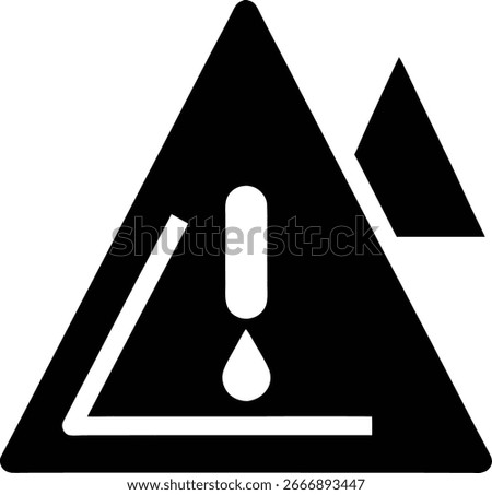 Warning sign with exclamation mark and drop, isolated on white background