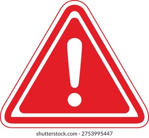 Warning sign with an exclamation mark inside a red triangular border Vector