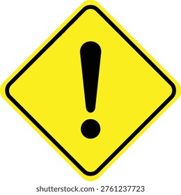Warning sign with an exclamation mark inside a diamond shape Vector
