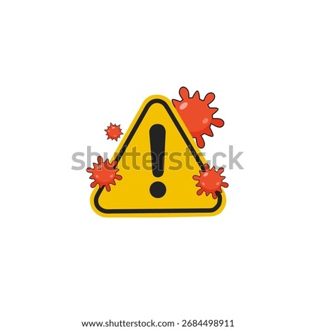 warning sign with exclamation mark and virus splash, symbolizing biological hazard, infection risk, or health warning.
