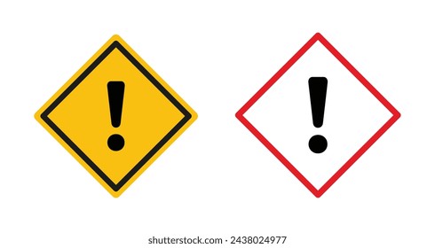 Warning sign with exclamation point. error problem warn symbol. security failure triangle hazard icon. dangerous mistake alert pictogram. expired sign.
