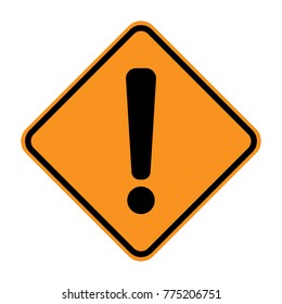 WARNING sign. Exclamation point symbol in square with yellow background. Vector icon.