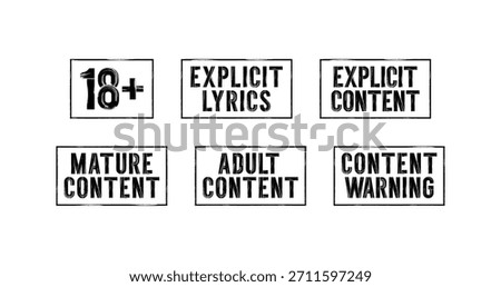 Warning sign. Explicit lyrics and content. Warnings for mature, adult, and 18 above.	
