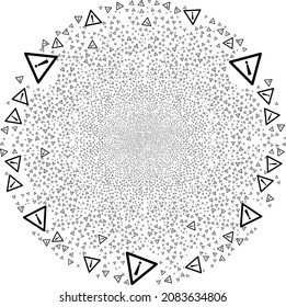 Warning sign explosion globula. Object pattern combined from scattered warning sign symbols as explosion spheric cluster. Abstraction spheric cluster mosaic is designed from warning sign symbols.