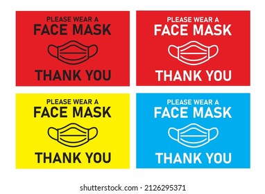 warning sign for Face mark mandatory in red blue and yellow background restriction and cautaion covid-19 can be use for commercial business poster attachment