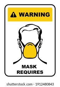 Warning sign - face mask required, wear medical mask information poster or plate