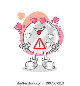 warning sign fallin love vector. cartoon character
