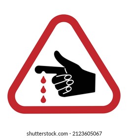 Warning Sign. Finger Injury Sign. Danger Sharp Icon. Vector