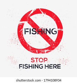 Signo de advertencia (pesca aquí), ilustración vectorial.	
