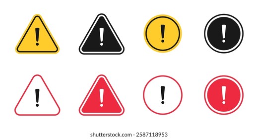 Warning sign with flat style design on white background
