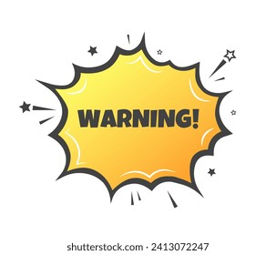 Warning sign. Flat, yellow, explosion-shaped sign, warning icon. Vector icon