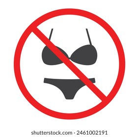 Warning sign forbidden bikini clothes icon