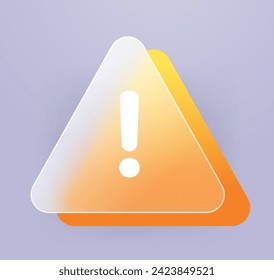 Estilo de glamour de señalización de advertencia. Icono de vector de alarma transparente triangular amarillo