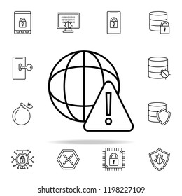 warning sign in globe icon. Virus antivirus icons universal set for web and mobile
