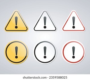 Warning sign gradient shine, Vector icons