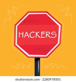 Warning sign (Hackers), vector illustration.