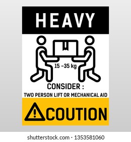 Warning Sign, Handling Heavy Loads, Vector Icon. Eps File