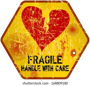 warning sign: heartbreak, Love concept, vector illustration