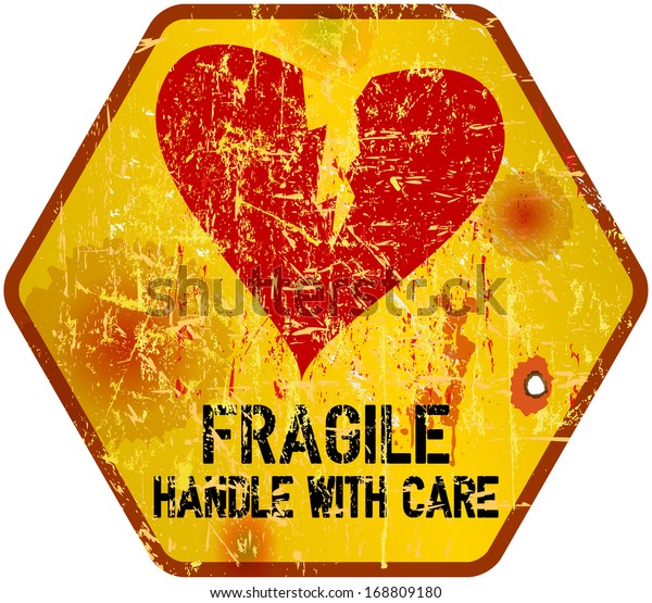 Warning Sign Heartbreak Love Concept Vector Stock Vector Royalty Free