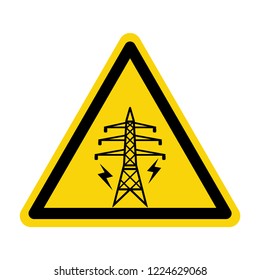 Warning sign of High voltage electric transmission. Symbol, vector, illustration