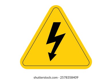 Warning sign, high voltage symbol, yellow triangle, lightning bolt icon, danger sign, electrical hazard, red text, bold typography, safety warning