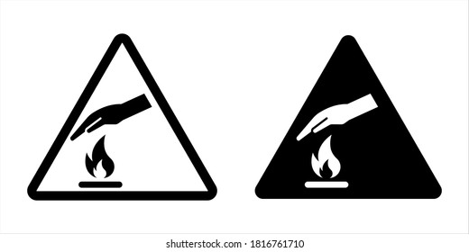 Warning sign for hot surface. Vector illustration on white background