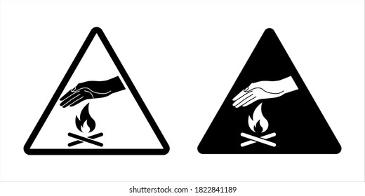 Warning sign for hot surface. Vector illustration on white background