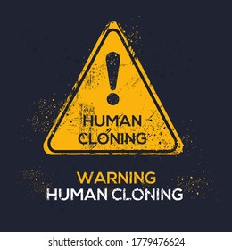 Signo de advertencia (clonación humana), ilustración vectorial.	
