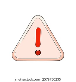 Warning sign icon in cartoon style on a white background vector illustration.