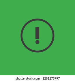 warning sign icon, exclamation mark symbol. Flat vector sign isolated on green background. Simple vector illustration for graphic and web design. - Vector
