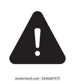 Icono de signo de advertencia con un signo de exclamación en un triángulo que representa un error del sistema, una alerta de peligro y una advertencia para un ícono de glifo sólido de Vector de peligro potencial