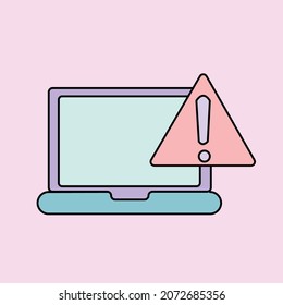 A warning sign icon isolated on a pink background