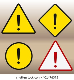 Warning sign icon, isolated on white background, vector illustration.