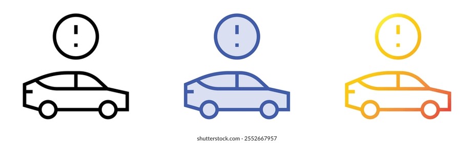 warning sign icon. Linear, Blue Fill and Gradient Style Design Isolated On White Background