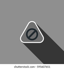Warning sign icon with long shadow. Vector illustration, EPS 10