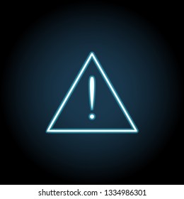 Warning sign icon in neon style. Simple thin line, outline vector of web, minimalistic icons for UI and UX, website or mobile application