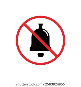 warning sign icon, no ringing of bells - warning area on round board with red line