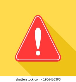 Warning sign icon on yellow background.