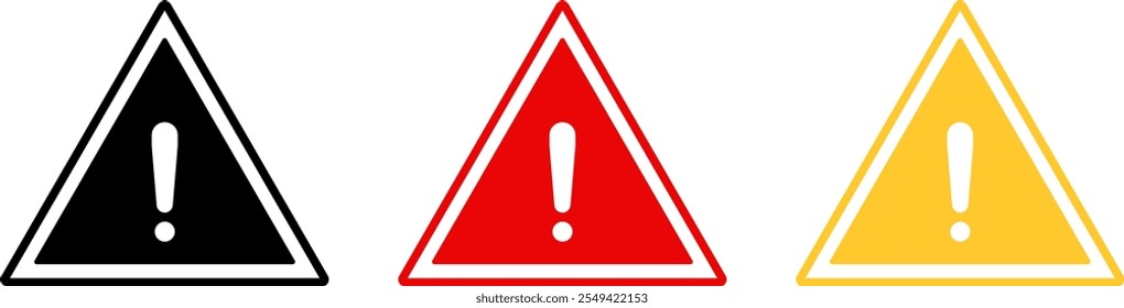 Conjunto de iconos de signo de advertencia. iconos de atención. signo de exclamación. Símbolo de icono de aviso