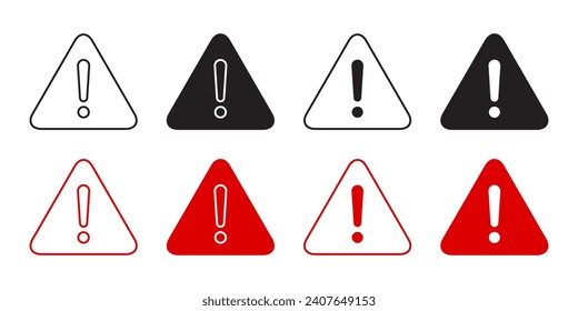 Warning sign icon set collection isolated on white background. Danger, caution symbol vector