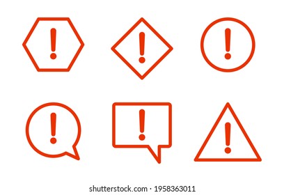 warning sign icon set isolated on white background